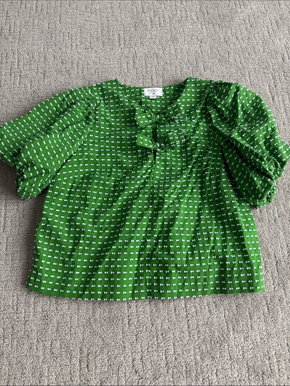 Kate Spade c Target Green Patterned Puff-Sleeve Top